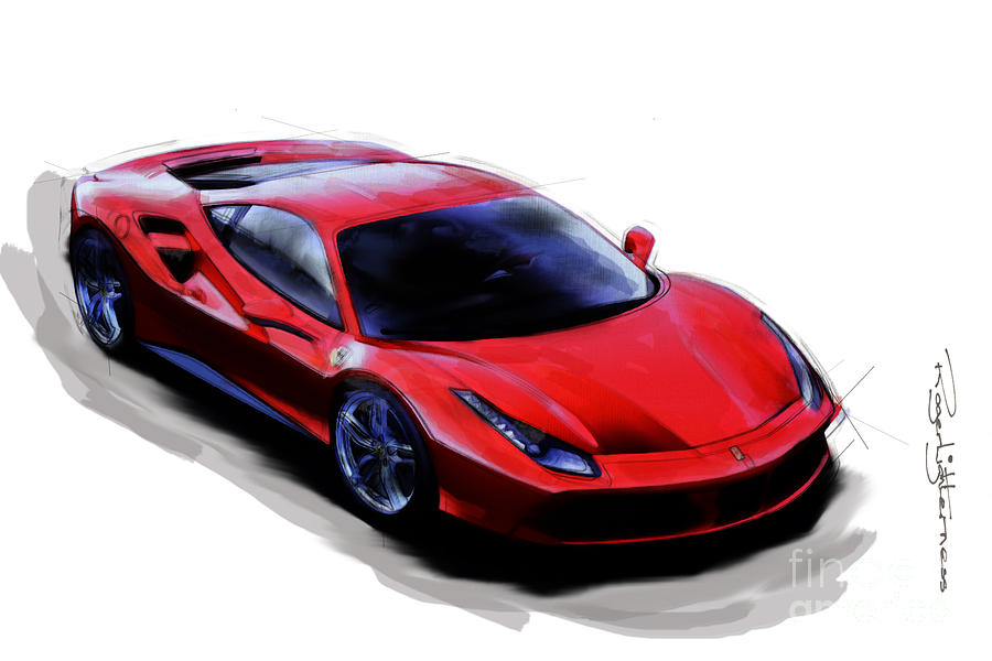 Ferrari 488 Gtb Digital Art by Roger Lighterness