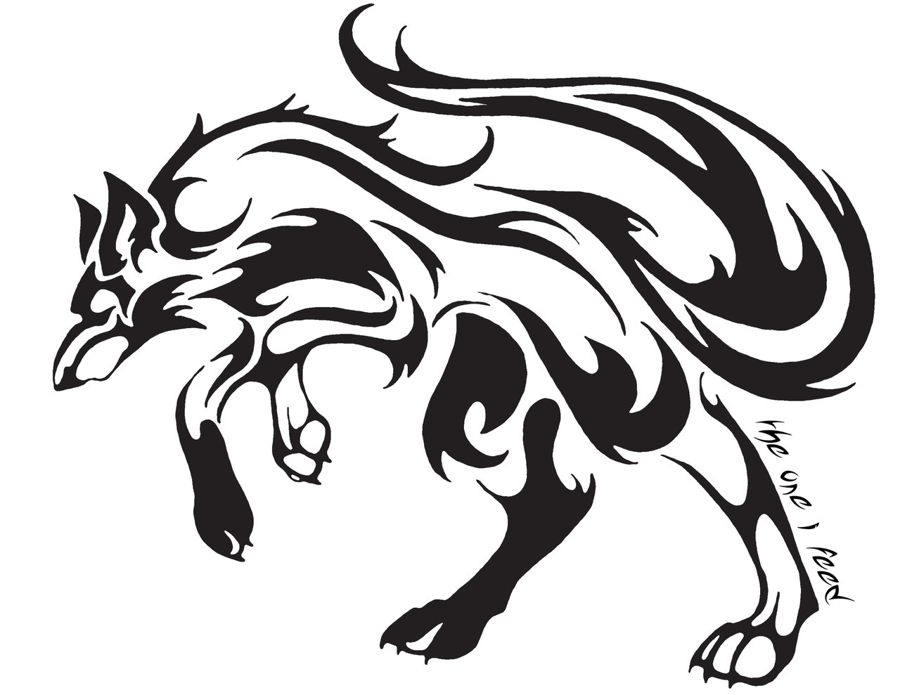 Tribal Wolf And Moon - ClipArt Best