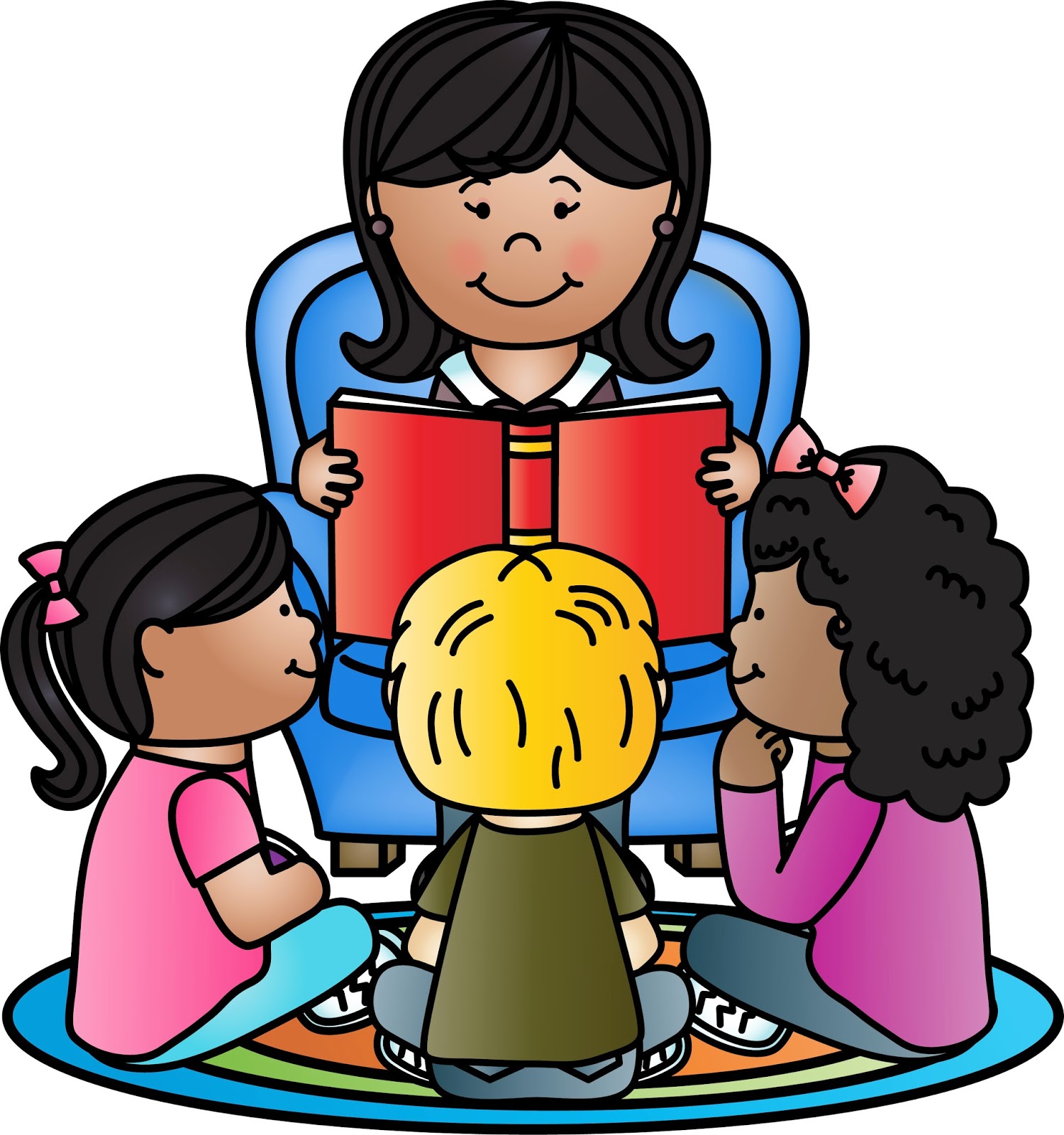 Clipart reading with teacher