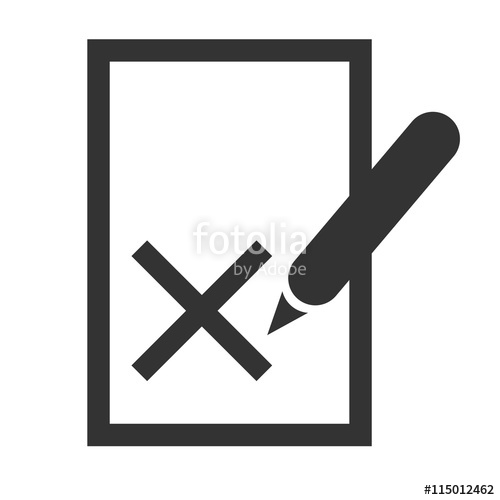 Blacklist icon. Rejected symbol on the file with a pen. Flat list ...