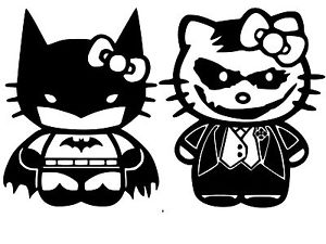 Hello Kitty Batman and Joker Decal for Cars Window Laptops Tablets ...