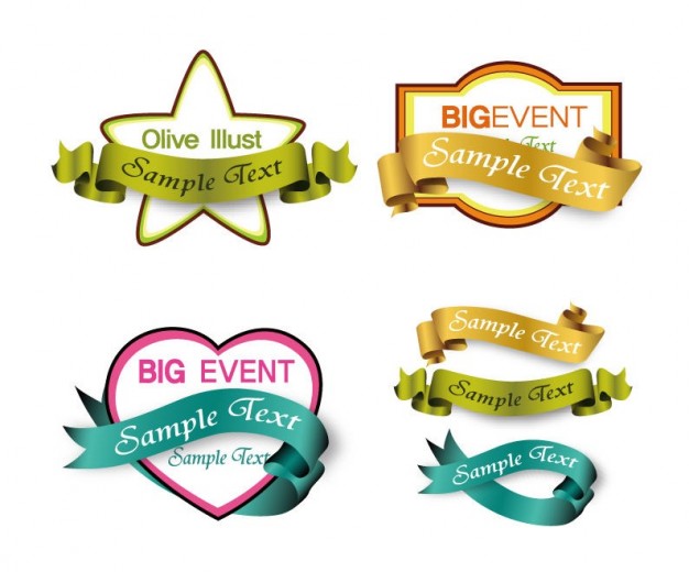 shopping labels with ribbons vector graphic | Download free Vector