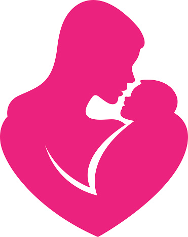 Silhouette Of A Mother Holding Her Baby Clip Art, Vector Images ...