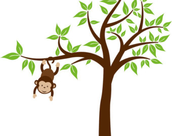 Clipart monkey swinging in a tree