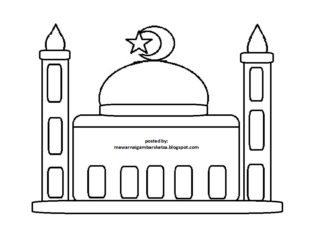 Mewarnai Gambar: Mewarnai Gambar Sketsa Masjid 9
