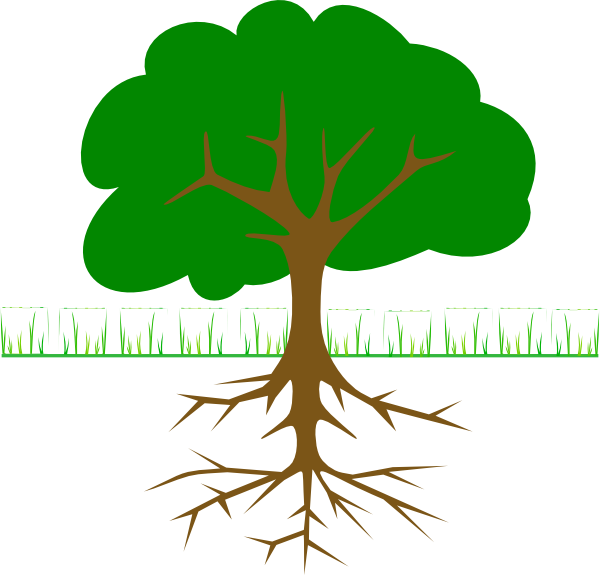 Tree with roots clipart