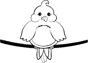 Coloring Page Clipart Image - Fat Little Bird Coloring Page