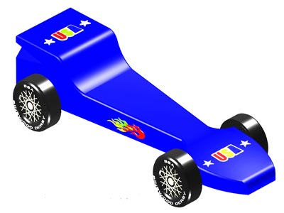 Pinewood Derby Car Design - Blue Lightning