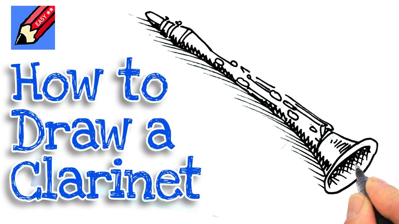 How to draw a clarinet Real Easy - for kids and beginners - YouTube