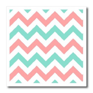 Amazon.com: 3dRose ht_179801_1 Coral Pink and Turquoise Chevron ...