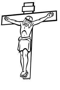 Black and white clipart of jesus on the cross