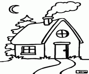 The House with the chimney with smoke coloring page printable game