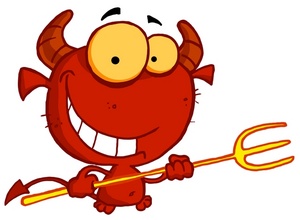 Devil Clipart Image - Smiling Devil With a Pitchfork.