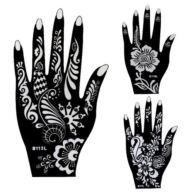 Aliexpress.com : Buy 8pcs Large Mehndi Henna Tattoo Stencils 21 ...