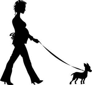 Lady Walking Dog Clipart