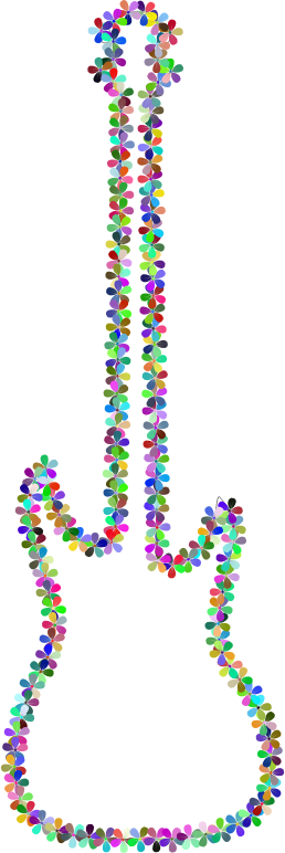 Clipart - Prismatic Floral Guitar Outline