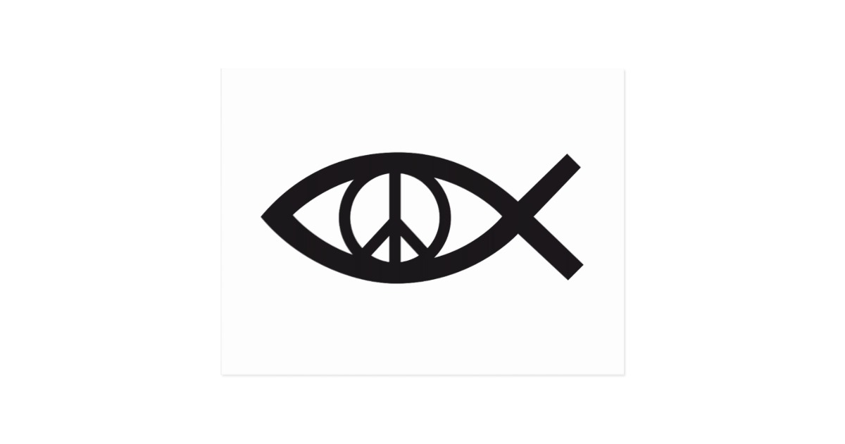 Jesus Christ, Christian fish symbol, peace sign Postcard | Zazzle