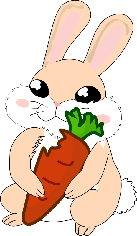 Easter bunny holding a carrot clipart with flowers