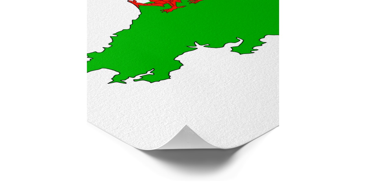 wales flag map united kingdom country shape poster | Zazzle