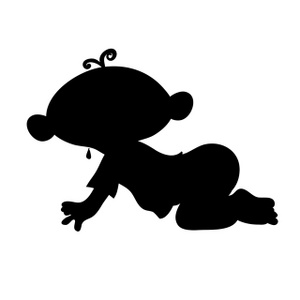 Crawling Baby Clipart Image - Infant baby crawling silhouette