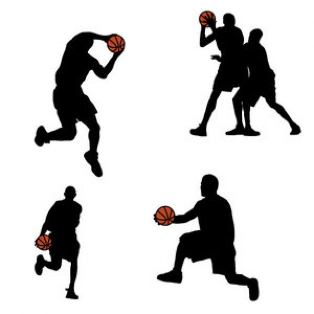 Basketball players silhouettes Background vector set | Download ...
