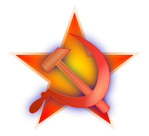 Hammer and sickle on a red star.svg