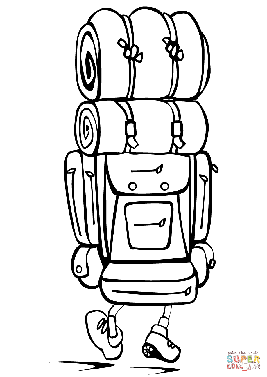 Camping Backpack coloring page | Free Printable Coloring Pages