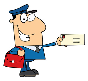 Clip Art Mailman with Mail Hat Clipart