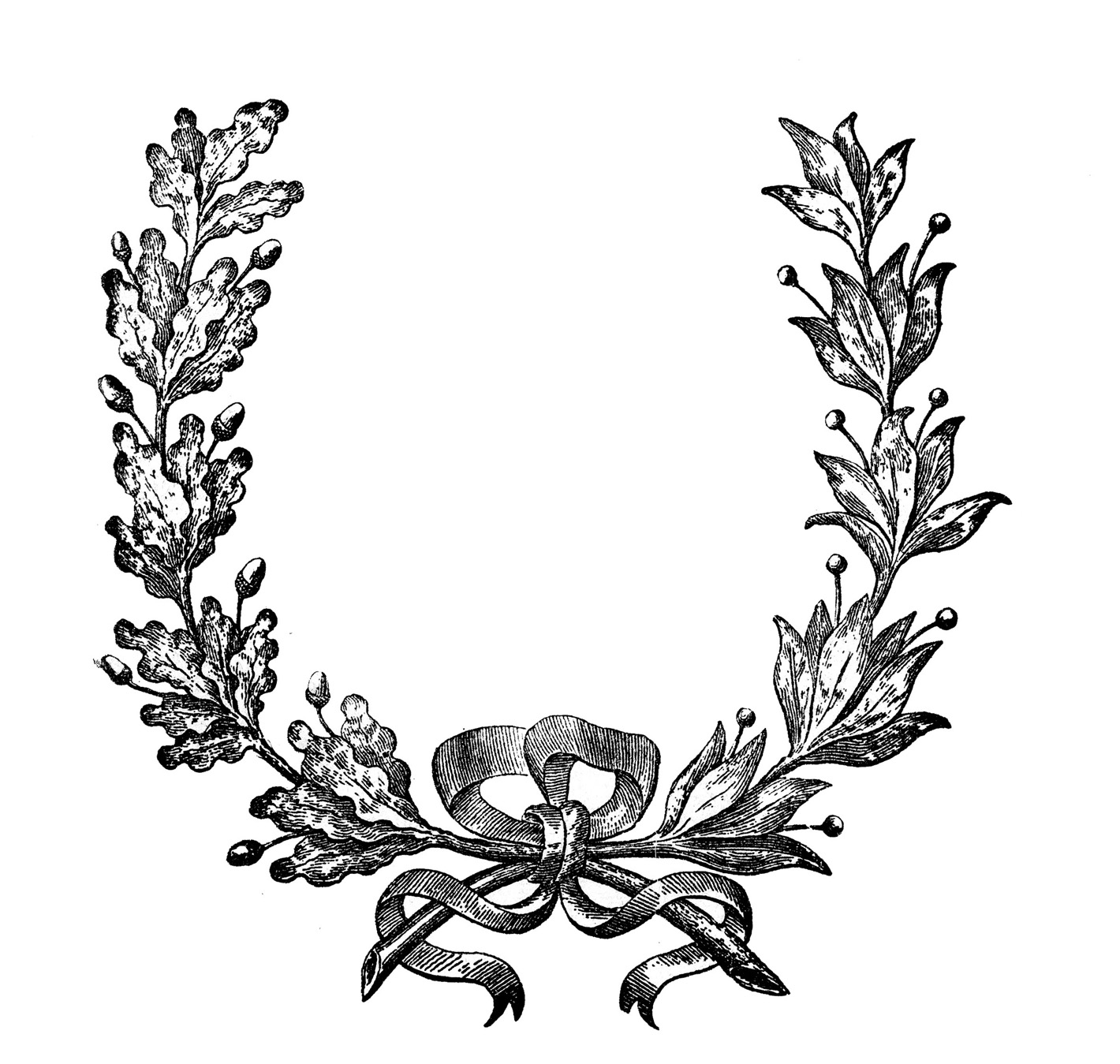 Vintage Clip Art - French Wreath Engraving - The Graphics Fairy