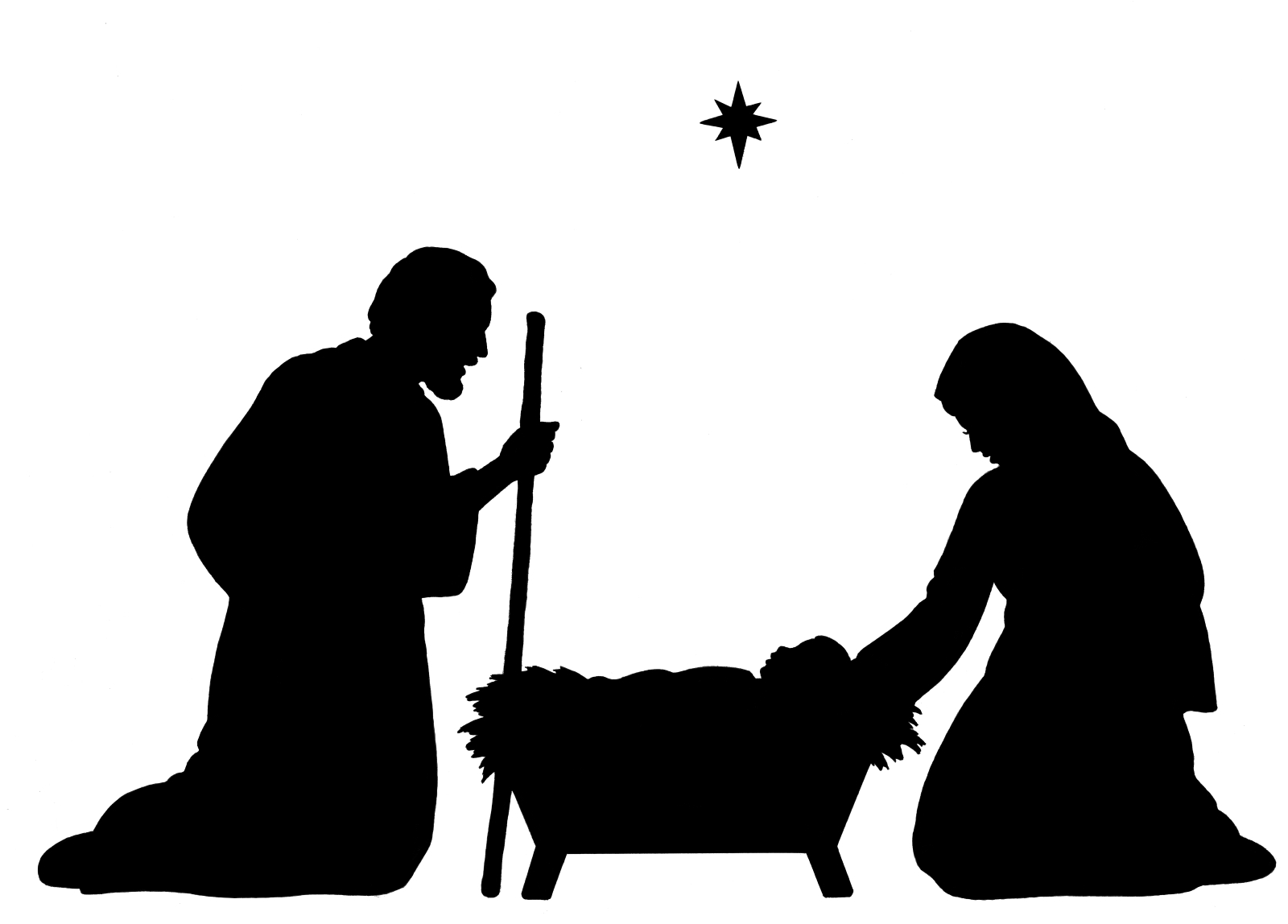 Nativity scene clipart black white