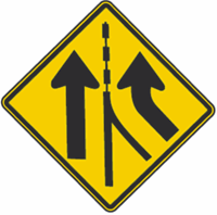 Added Lane Warning Sign 24"x24" - USA Traffic Signs