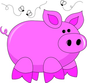 Cartoon Pig Clipart Image - Cute but stinky pig or hog with flies ...