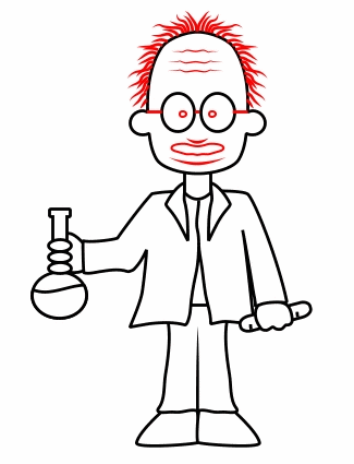 Drawing a cartoon scientist