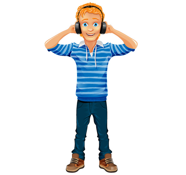 Boy Vector Character with Headphones, vector graphics - 365PSD.com