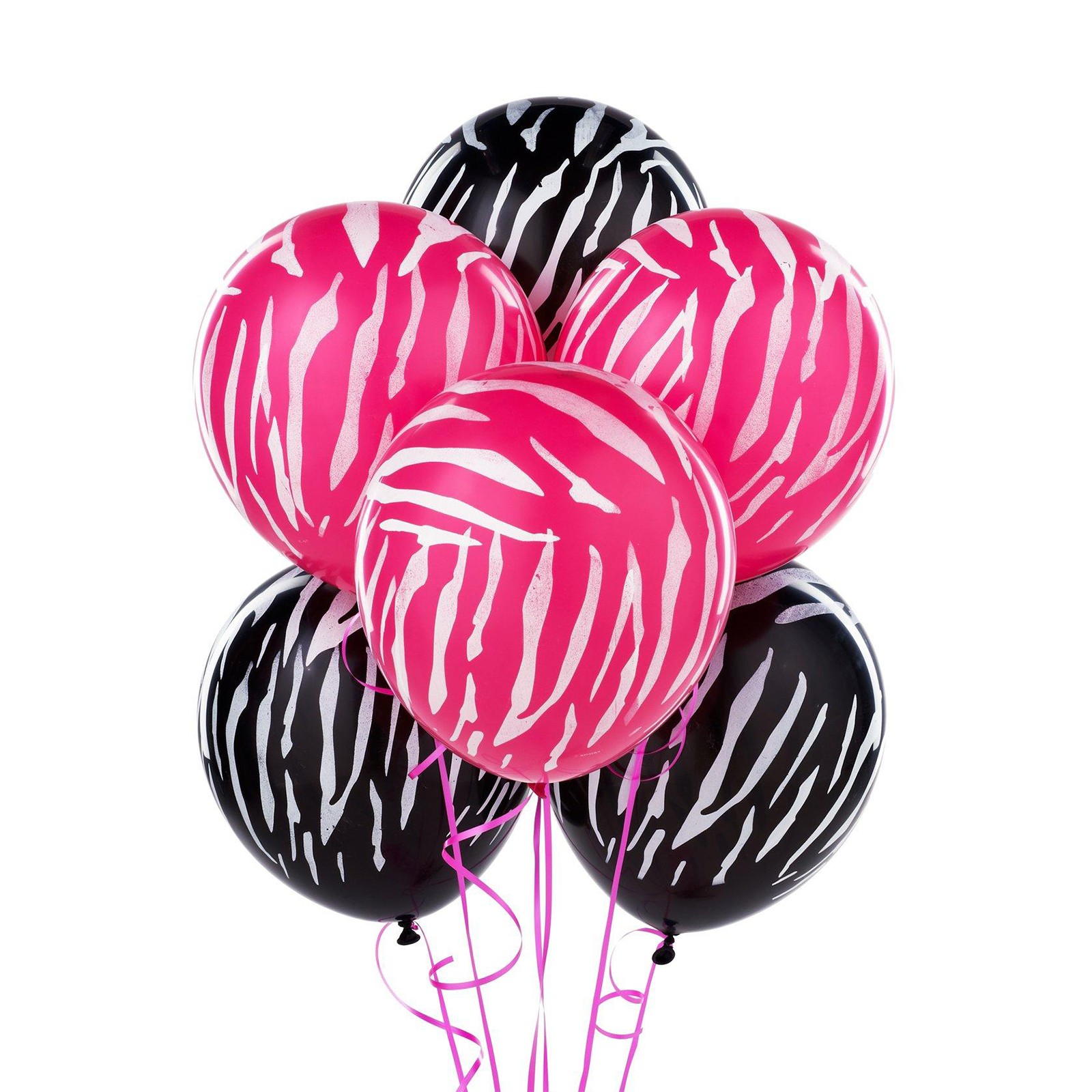 Black & Pink Zebra Print Latex Balloons | BirthdayExpress.com