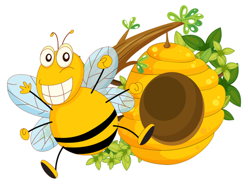 Cartoon bee and beehive vector material 07 - Vector Animal, Vector ...