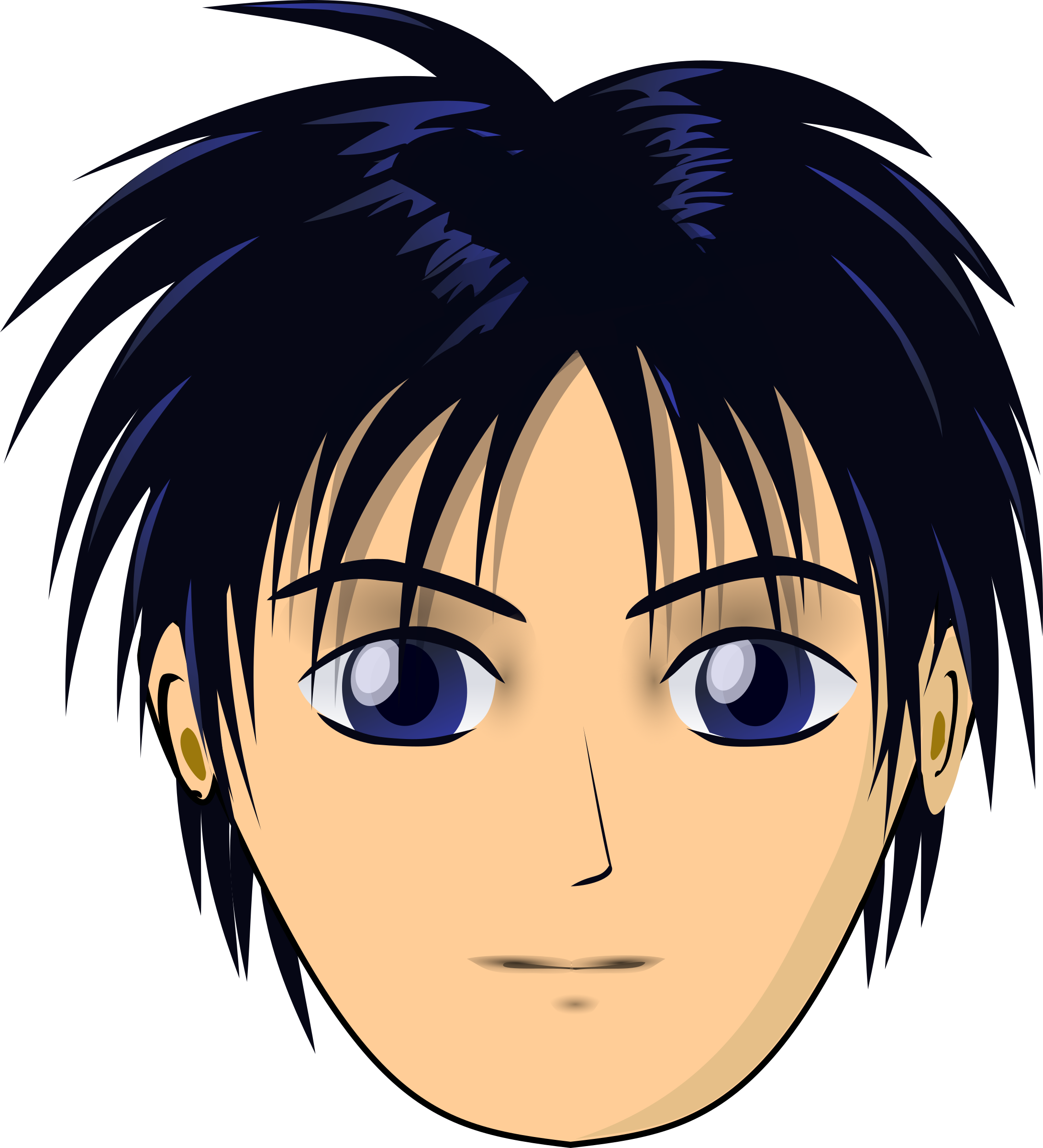 Clipart - Man Anime Face Shorter