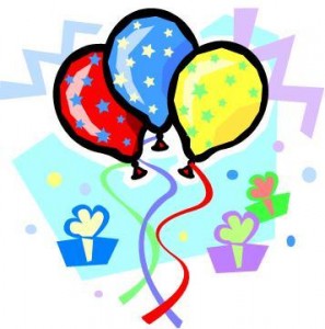 Clipart of birthday cakes and balloons