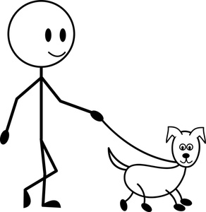 Guy walking dog clipart