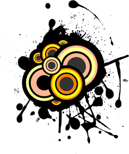 Circles of colors and black ink splatter Vector | Free Download