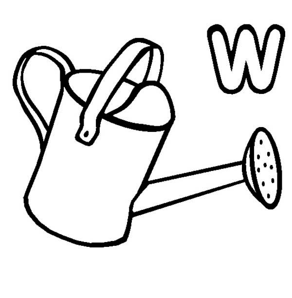 W is for Watering Can Coloring Page: W is for Watering Can ...