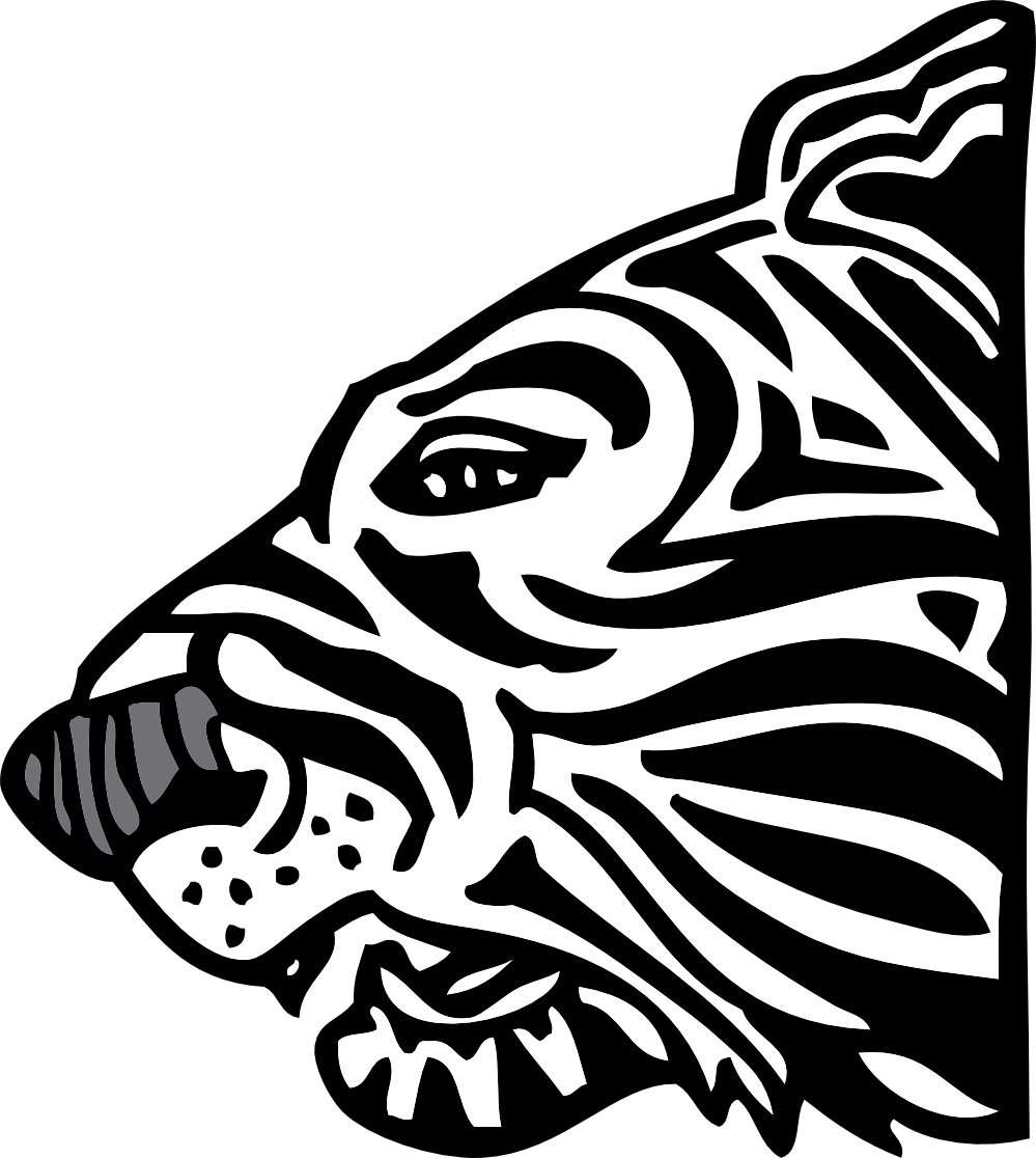 tiger head black white line art coloring book ...