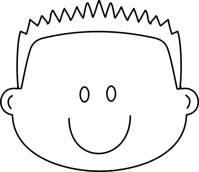 Boy Happy Face with Spiky Hair Coloring Page | Greatest Coloring Book