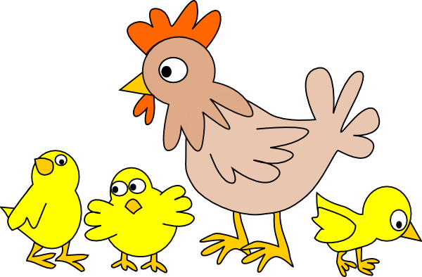 Hen With Three Chicks Clip Art - vector clip art ...