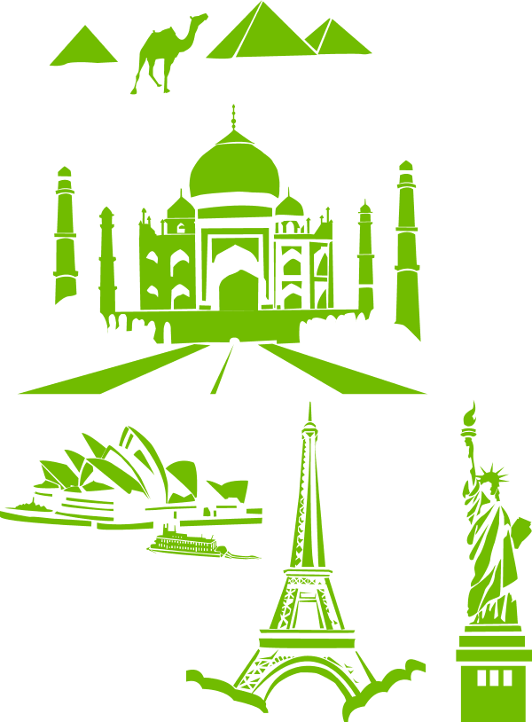 world landmarks egipt paris sydney ny taj mahal - vector Clip Art