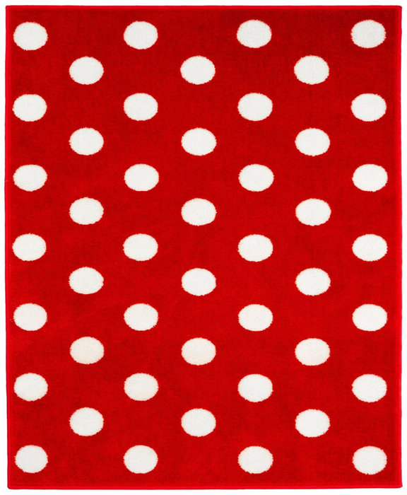 Red and White Spotty Rug | 100 x 150 cm