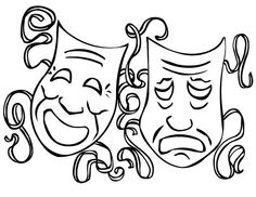 Drama mask pattern. Use the printable outline for crafts, creating ...