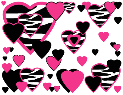 Hot Pink Zebra Heart Wallpaper Border Decals Teen Girls Room Wall ...