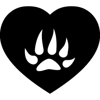 Bear footprint on heart shaped silhouette Icons | Free Download