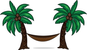 Hammock Clipart Image - Hammock hanging between two coconut trees